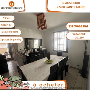 t3 à la vente -   97400  SAINT DENIS, surface 63 m2 vente t3 - UBI476282642